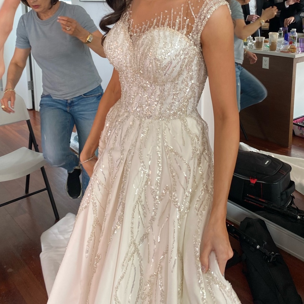 A-line Ombré Embellished Wedding Dress